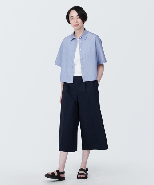 無印良品（ムジルシリョウヒン）の「婦人　涼感　ブロードレギュラーカラー半袖シャツ（シャツ/ブラウス・レディース・ブルー系9/ブラック/ブルー系5/ホワイト・XS/XL/L/M/S）」の18枚目の写真