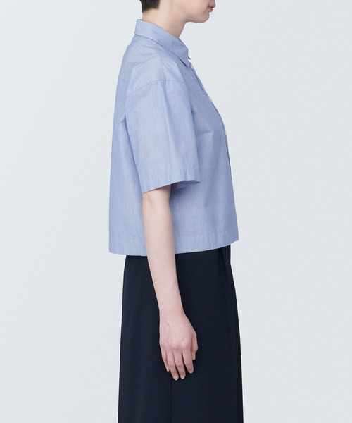 無印良品（ムジルシリョウヒン）の「婦人　涼感　ブロードレギュラーカラー半袖シャツ（シャツ/ブラウス・レディース・ブルー系9/ブラック/ブルー系5/ホワイト・XS/XL/L/M/S）」の19枚目の写真