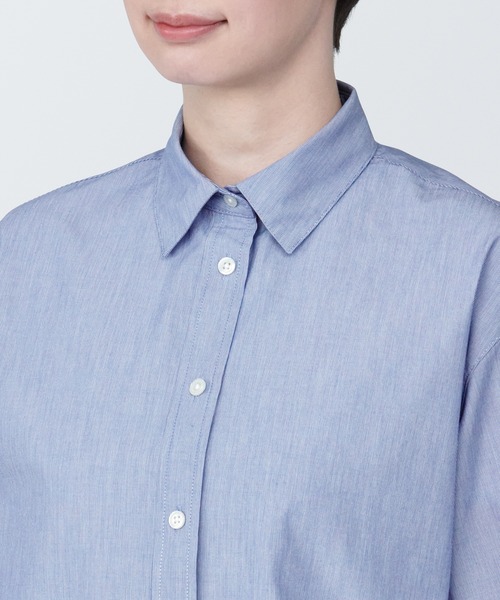 無印良品（ムジルシリョウヒン）の「婦人　涼感　ブロードレギュラーカラー半袖シャツ（シャツ/ブラウス・レディース・ブルー系9/ブラック/ブルー系5/ホワイト・XS/XL/L/M/S）」の21枚目の写真