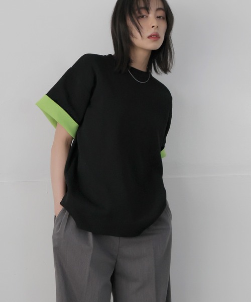 LIAN（リアン）の「袖バイカラーニットT(入荷禁止)（Tシャツ