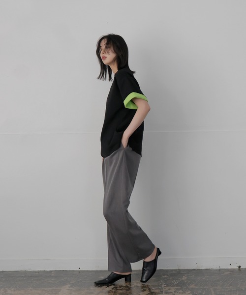 LIAN（リアン）の「袖バイカラーニットT(入荷禁止)（Tシャツ