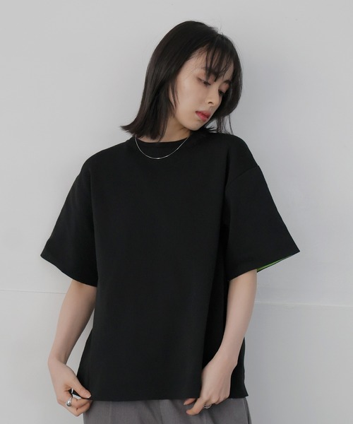 LIAN（リアン）の「袖バイカラーニットT(入荷禁止)（Tシャツ