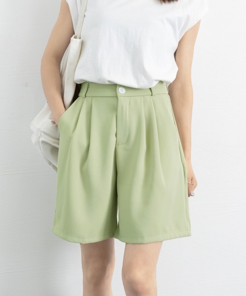 【一点物】　seea 緑色ショートパンツ ウエスト紐付き　M 新品未使用　値下中 一点物】 seea 緑色ショートパンツ ウエスト紐付き M 新品未使用