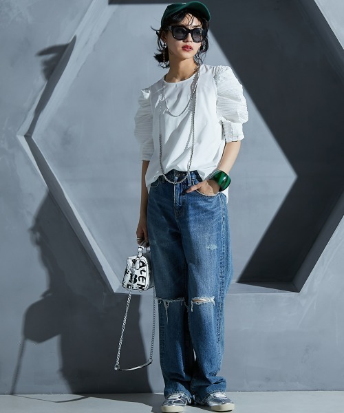 GEVS.（ジェイヴィス）の「＜大きいサイズ＞ ボリュームパフスリーブブラウス GEVS.（シャツ/ブラウス・レディース・ブラック/オフホワイト・LL/L/5L/4L/3L）」の13枚目の写真