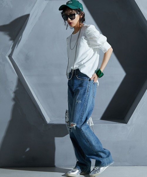 GEVS.（ジェイヴィス）の「＜大きいサイズ＞ ボリュームパフスリーブブラウス GEVS.（シャツ/ブラウス・レディース・ブラック/オフホワイト・LL/L/5L/4L/3L）」の8枚目の写真