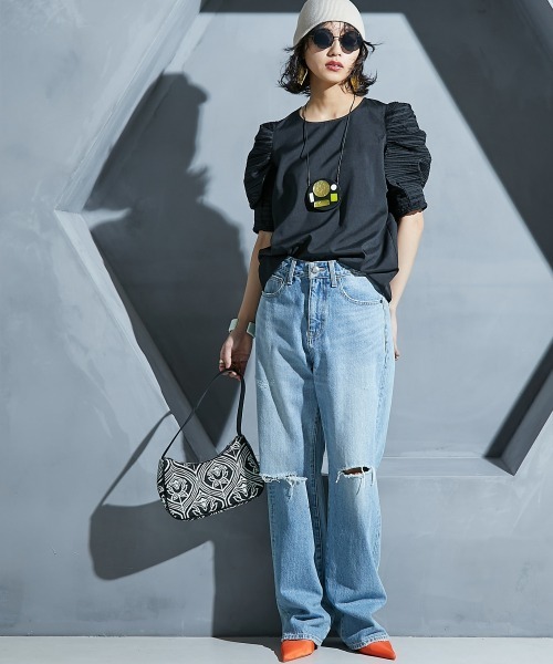 GEVS.（ジェイヴィス）の「＜大きいサイズ＞ ボリュームパフスリーブブラウス GEVS.（シャツ/ブラウス・レディース・ブラック/オフホワイト・LL/L/5L/4L/3L）」の9枚目の写真