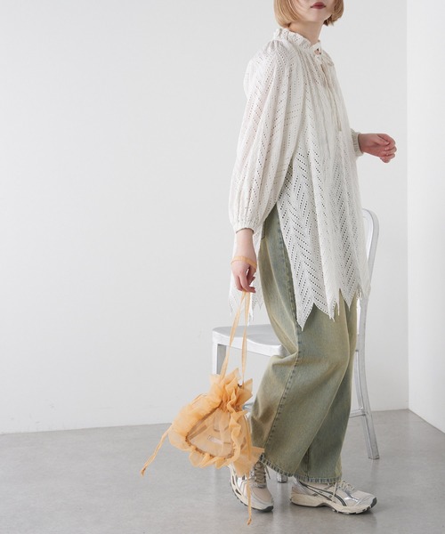 THEATRE PRODUCTS(シアタープロダクツ)の「【WEB限定】【THEATRE PRODUCTS/シアタープロダクツ】オーガンジーフリルショルダーM(ショルダーバッグ・レディース・アイボリー/ブラック・FREE)」の10枚目の写真