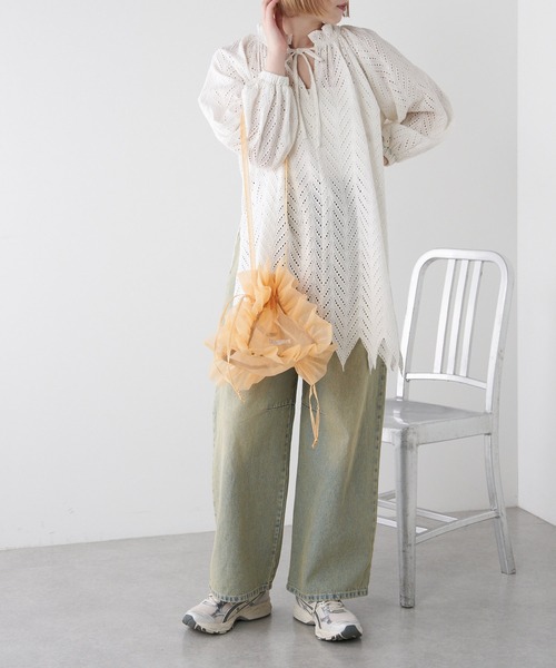 THEATRE PRODUCTS(シアタープロダクツ)の「【WEB限定】【THEATRE PRODUCTS/シアタープロダクツ】オーガンジーフリルショルダーM(ショルダーバッグ・レディース・アイボリー/ブラック・FREE)」の9枚目の写真