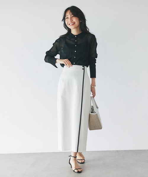 ラブティクボンボン　バイカラーパイピングナロースカート La boutique BonBon（ラブティックボンボン）の「バイカラー