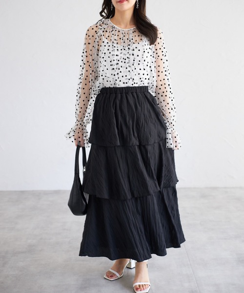 tocco closet(トッコ クローゼット)の「【ZOZO限定】ハートドットシアーブラウス(シャツ/ブラウス・レディース・オフホワイト/ブラック×ホワイト/アイボリー/ブラック・M)」の5枚目の写真