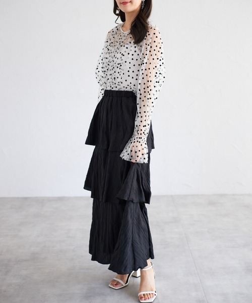 tocco closet(トッコ クローゼット)の「【ZOZO限定】ハートドットシアーブラウス(シャツ/ブラウス・レディース・オフホワイト/ブラック×ホワイト/アイボリー/ブラック・M)」の6枚目の写真