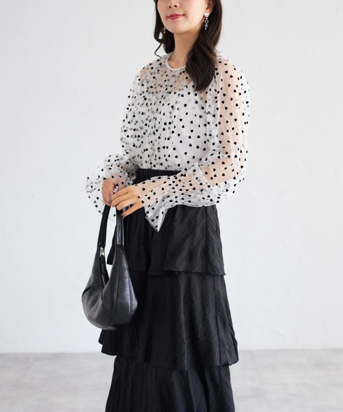 tocco closet(トッコ クローゼット)の「【ZOZO限定】ハートドットシアーブラウス(シャツ/ブラウス・レディース・オフホワイト/ブラック×ホワイト/アイボリー/ブラック・M)」の8枚目の写真