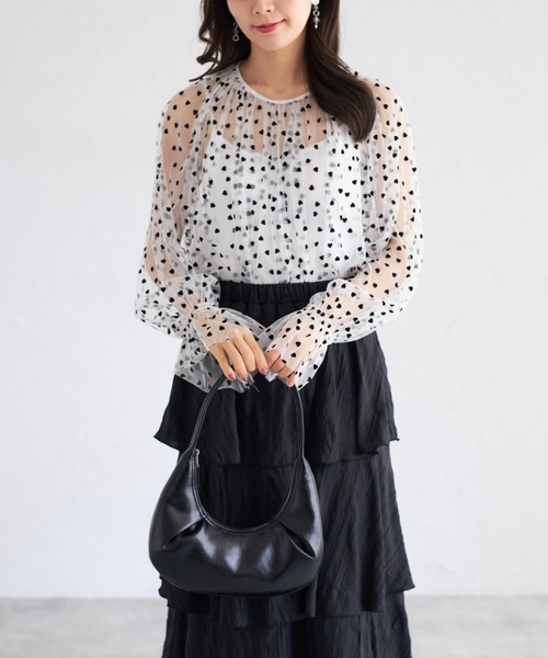 tocco closet(トッコ クローゼット)の「【ZOZO限定】ハートドットシアーブラウス(シャツ/ブラウス・レディース・オフホワイト/ブラック×ホワイト/アイボリー/ブラック・M)」の10枚目の写真