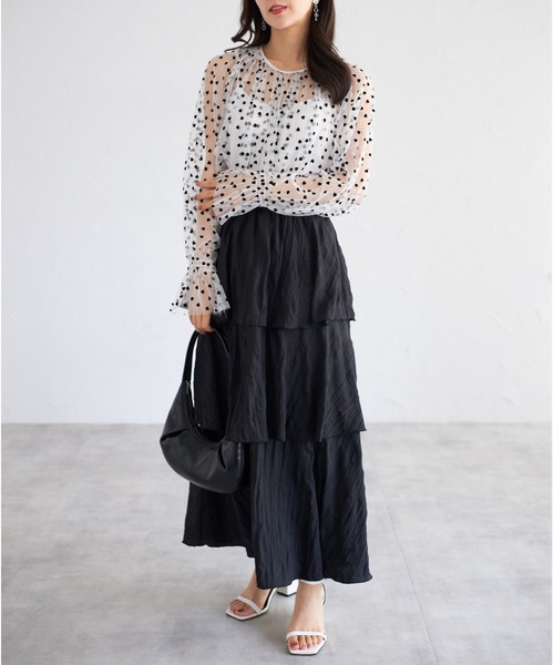 tocco closet(トッコ クローゼット)の「【ZOZO限定】ハートドットシアーブラウス(シャツ/ブラウス・レディース・オフホワイト/ブラック×ホワイト/アイボリー/ブラック・M)」の11枚目の写真
