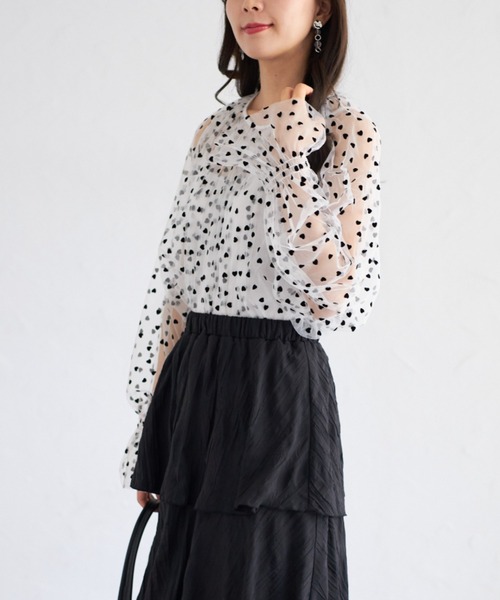 tocco closet(トッコ クローゼット)の「【ZOZO限定】ハートドットシアーブラウス(シャツ/ブラウス・レディース・オフホワイト/ブラック×ホワイト/アイボリー/ブラック・M)」の12枚目の写真