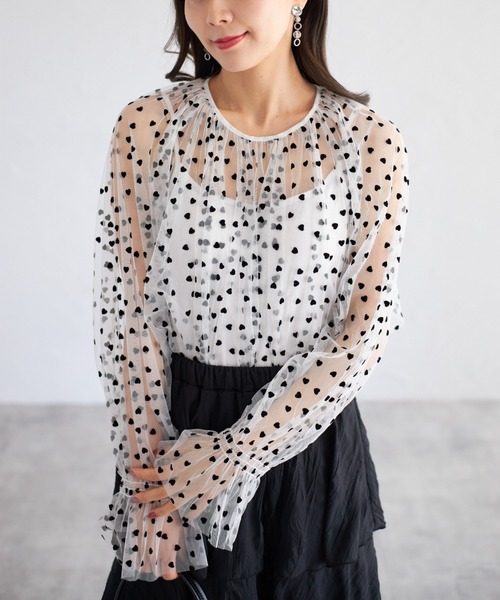 tocco closet(トッコ クローゼット)の「【ZOZO限定】ハートドットシアーブラウス(シャツ/ブラウス・レディース・オフホワイト/ブラック×ホワイト/アイボリー/ブラック・M)」の13枚目の写真