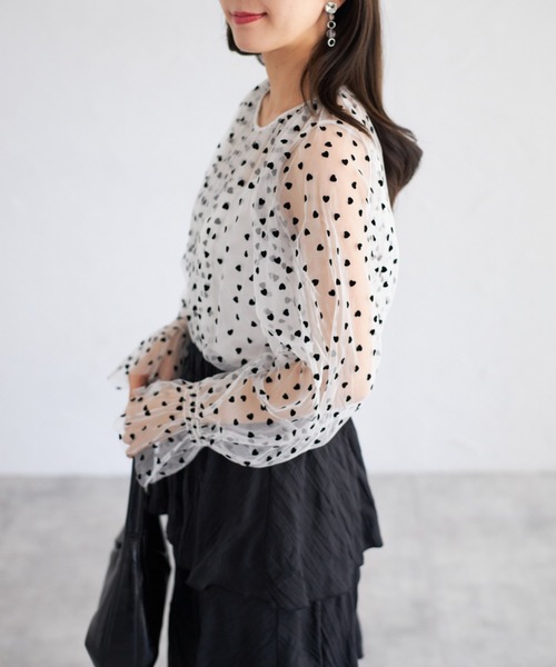 tocco closet(トッコ クローゼット)の「【ZOZO限定】ハートドットシアーブラウス(シャツ/ブラウス・レディース・オフホワイト/ブラック×ホワイト/アイボリー/ブラック・M)」の16枚目の写真