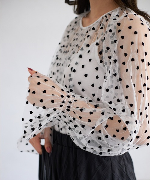 tocco closet(トッコ クローゼット)の「【ZOZO限定】ハートドットシアーブラウス(シャツ/ブラウス・レディース・オフホワイト/ブラック×ホワイト/アイボリー/ブラック・M)」の18枚目の写真