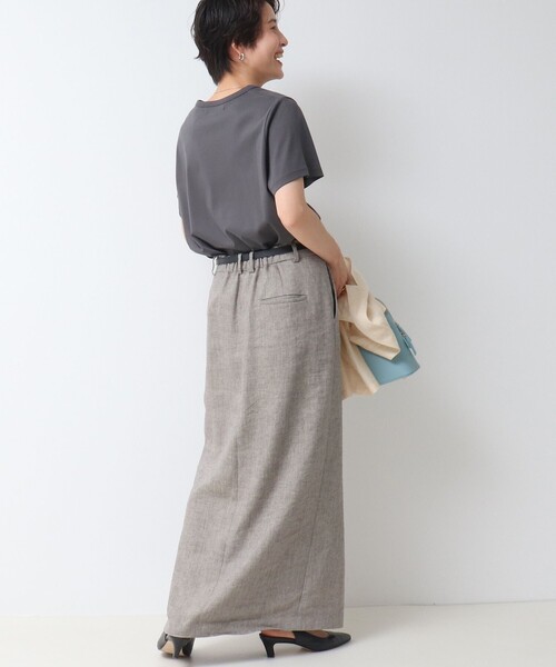 NOLLEY’S Sophi（ノーリーズソフィ）の「《セットアップ対応》ラメリネンタイトスカート（スカート・レディース・グレー/ベージュ・36/38）」の4枚目の写真