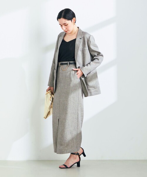 NOLLEY’S Sophi（ノーリーズソフィ）の「《セットアップ対応》ラメリネンタイトスカート（スカート・レディース・グレー/ベージュ・36/38）」の6枚目の写真