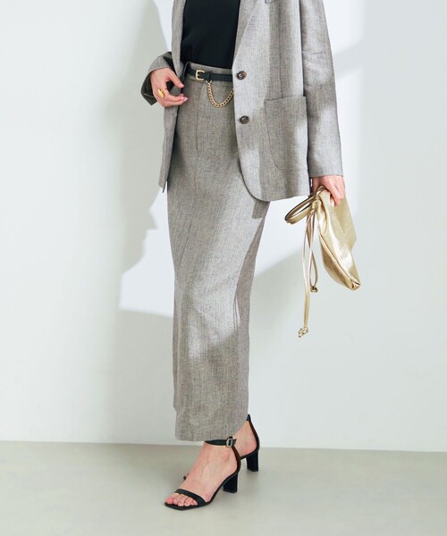 NOLLEY’S Sophi（ノーリーズソフィ）の「《セットアップ対応》ラメリネンタイトスカート（スカート・レディース・グレー/ベージュ・36/38）」の11枚目の写真