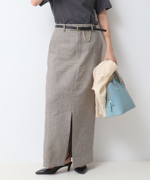 NOLLEY’S Sophi（ノーリーズソフィ）の「《セットアップ対応》ラメリネンタイトスカート（スカート・レディース・グレー/ベージュ・36/38）」の14枚目の写真