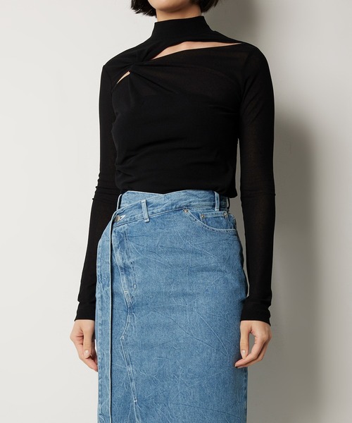 ✨美品✨ルシェルブルー　ドレープスリーブシャツ　変形ブラウス　近年モデル LE CIEL BLEU（ルシェルブルー）の「Square Lace Top（シャツ