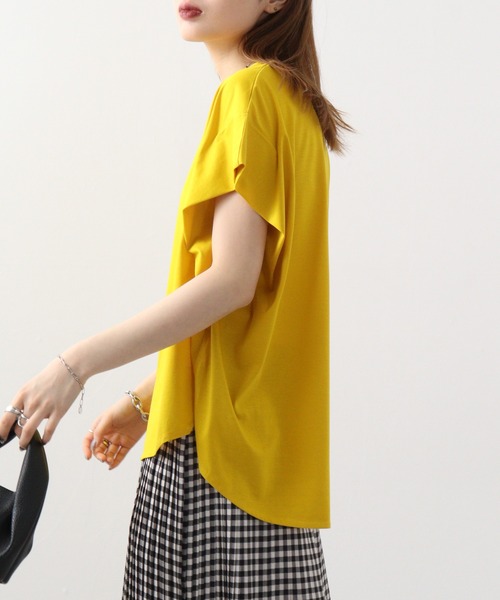 BRODIAEA(ブローディア)の「BRODIAEA 袖タックロゴT(Tシャツ/カットソー・レディース・イエロー/コーラル/ネイビー/グリーン・40)」の16枚目の写真