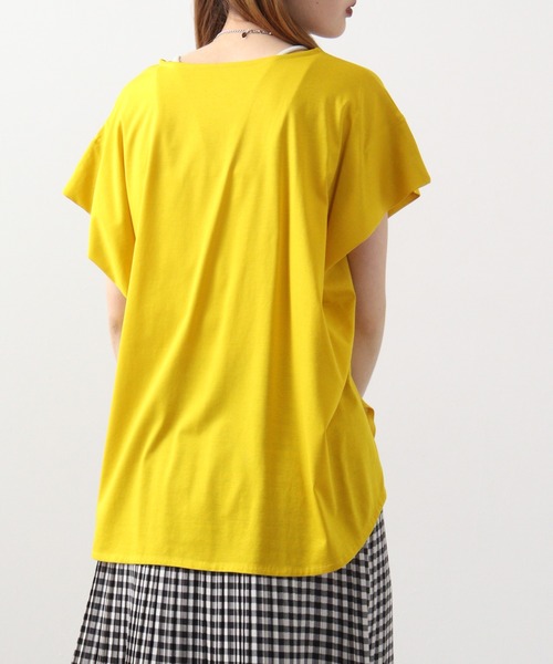 BRODIAEA(ブローディア)の「BRODIAEA 袖タックロゴT(Tシャツ/カットソー・レディース・イエロー/コーラル/ネイビー/グリーン・40)」の17枚目の写真