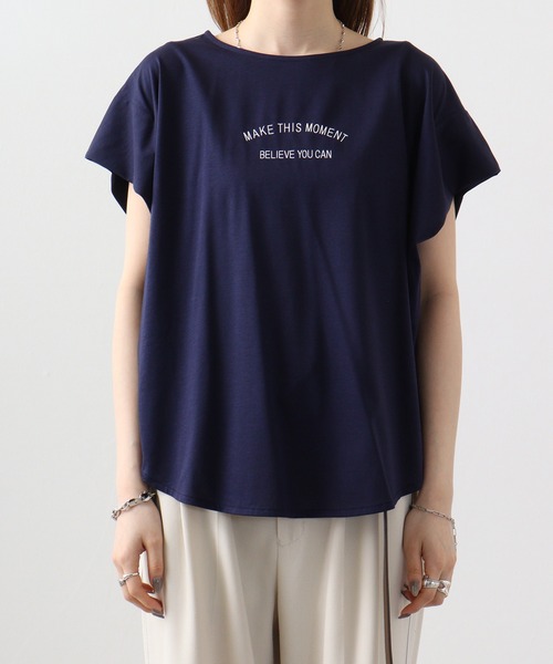 BRODIAEA(ブローディア)の「BRODIAEA 袖タックロゴT(Tシャツ/カットソー・レディース・イエロー/コーラル/ネイビー/グリーン・40)」の13枚目の写真
