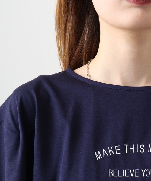 BRODIAEA(ブローディア)の「BRODIAEA 袖タックロゴT(Tシャツ/カットソー・レディース・イエロー/コーラル/ネイビー/グリーン・40)」の5枚目の写真