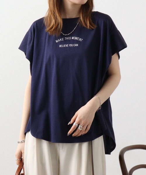 BRODIAEA(ブローディア)の「BRODIAEA 袖タックロゴT(Tシャツ/カットソー・レディース・イエロー/コーラル/ネイビー/グリーン・40)」の22枚目の写真