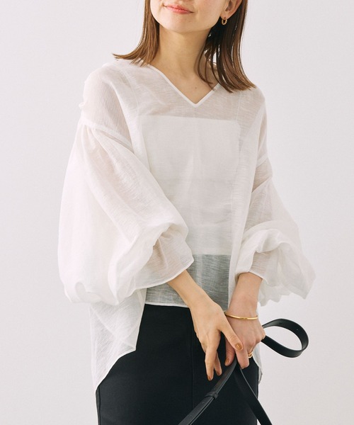 美品❣️BABYLONEバビロン❣️麻 リネン シアー長袖ロングシャツ