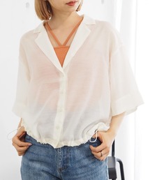 tiptop | 【選べる2タイプ】裾ドロスト開襟シアーシャツ(シャツ/ブラウス)
