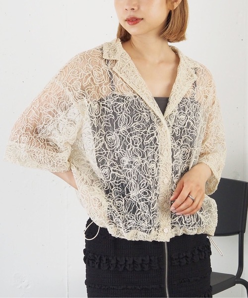 tiptop（ティップトップ）の「【選べる2タイプ】裾ドロスト開襟シアーシャツ（シャツ/ブラウス・レディース・ブラック系その他/ブルー/オフホワイト/ホワイト系その他/グレー系その他・FREE）」の16枚目の写真