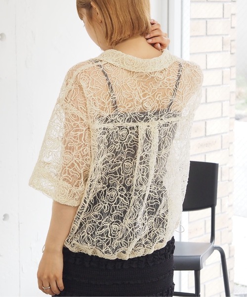 tiptop（ティップトップ）の「【選べる2タイプ】裾ドロスト開襟シアーシャツ（シャツ/ブラウス・レディース・ブラック系その他/ブルー/オフホワイト/ホワイト系その他/グレー系その他・FREE）」の21枚目の写真