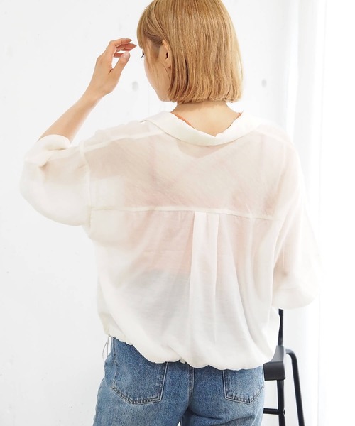 tiptop（ティップトップ）の「【選べる2タイプ】裾ドロスト開襟シアーシャツ（シャツ/ブラウス・レディース・ブラック系その他/ブルー/オフホワイト/ホワイト系その他/グレー系その他・FREE）」の11枚目の写真
