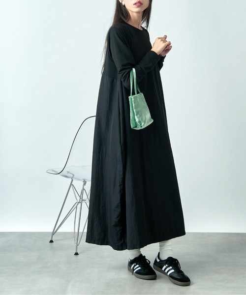 SETUP7（セットアップセブン）の「【SETUP7】コクーンスカートドッキングワンピース SCCH538（ワンピース・レディース・ブラック/グレー・FREE）」の8枚目の写真