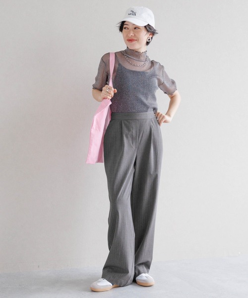 RAGEBLUE（レイジブルー）の「TRスカートレイヤードパンツ/ストライプスラックス（スラックス・レディース・ブラック/グレー・FREE）」の5枚目の写真