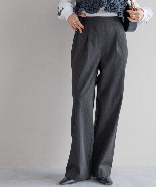 RAGEBLUE（レイジブルー）の「TRスカートレイヤードパンツ/ストライプスラックス（スラックス・レディース・ブラック/グレー・FREE）」の9枚目の写真