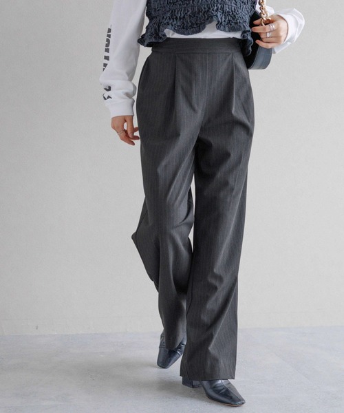 RAGEBLUE（レイジブルー）の「TRスカートレイヤードパンツ/ストライプスラックス（スラックス・レディース・ブラック/グレー・FREE）」の10枚目の写真