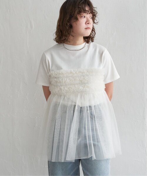 notch.(ノッチ)の「チュールフリルTシャツ(Tシャツ/カットソー・レディース・オフホワイト/ブラック/グレー・M)」の14枚目の写真