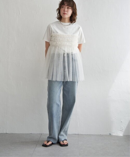 notch.(ノッチ)の「チュールフリルTシャツ(Tシャツ/カットソー・レディース・オフホワイト/ブラック/グレー・M)」の9枚目の写真