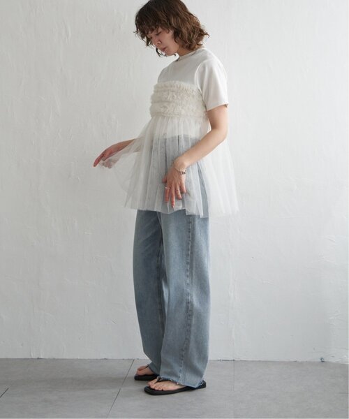 notch.(ノッチ)の「チュールフリルTシャツ(Tシャツ/カットソー・レディース・オフホワイト/ブラック/グレー・M)」の11枚目の写真