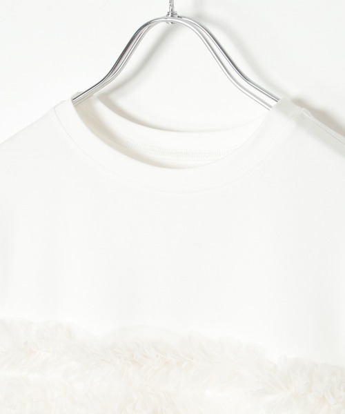 notch.(ノッチ)の「チュールフリルTシャツ(Tシャツ/カットソー・レディース・オフホワイト/ブラック/グレー・M)」の5枚目の写真