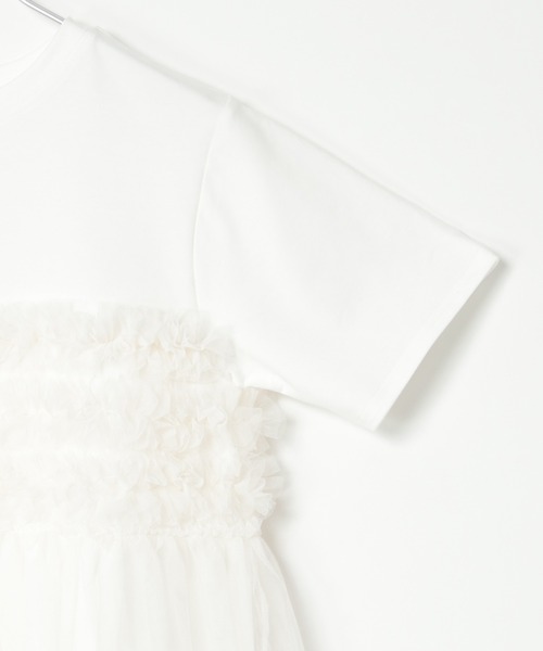 notch.(ノッチ)の「チュールフリルTシャツ(Tシャツ/カットソー・レディース・オフホワイト/ブラック/グレー・M)」の6枚目の写真