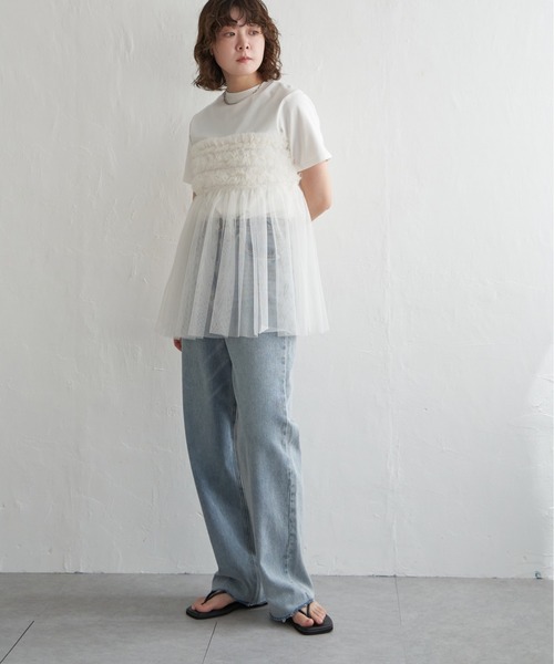 notch.(ノッチ)の「チュールフリルTシャツ(Tシャツ/カットソー・レディース・オフホワイト/ブラック/グレー・M)」の21枚目の写真