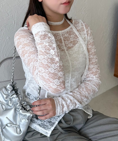 apres jour mignon（アプレジュールミニョン）の「タイ付きアソートシアートップス（その他トップス・レディース・オフホワイト/アイボリー/ブラック/ブラウン系その他/ブラック系その他/ダークブラウン・フリー/X-LARGE）」の14枚目の写真