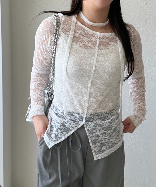 apres jour mignon（アプレジュールミニョン）の「タイ付きアソートシアートップス（その他トップス・レディース・オフホワイト/アイボリー/ブラック/ブラウン系その他/ブラック系その他/ダークブラウン・フリー/X-LARGE）」の13枚目の写真