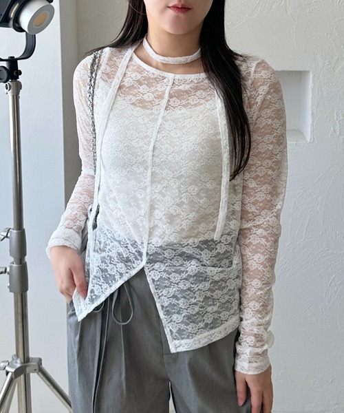 apres jour mignon（アプレジュールミニョン）の「タイ付きアソートシアートップス（その他トップス・レディース・オフホワイト/アイボリー/ブラック/ブラウン系その他/ブラック系その他/ダークブラウン・フリー/X-LARGE）」の12枚目の写真